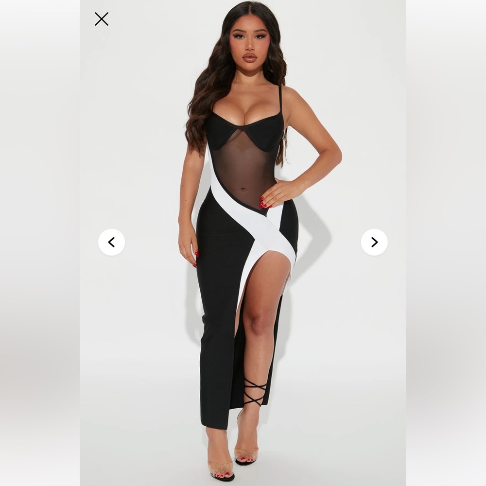 NEW w tags Black and White Sheer Panel Dress size S